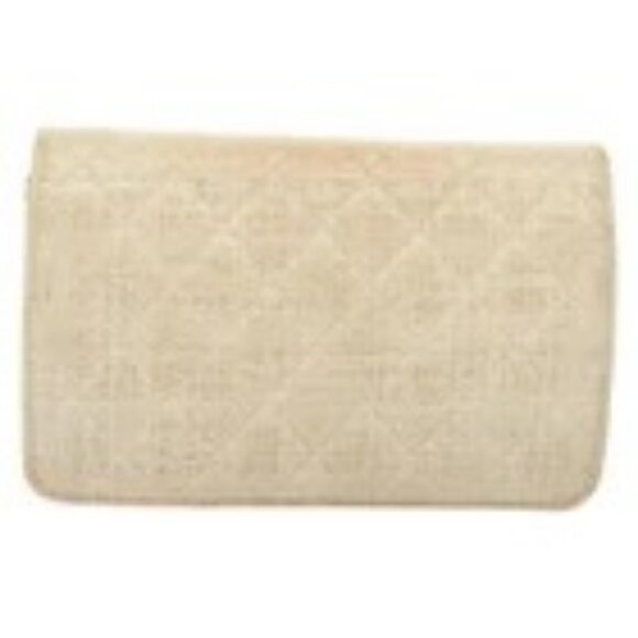 CHANEL Matelasse Chain Wallet Tweed White Silver CC Auth 138800 - Picture 2 of 16